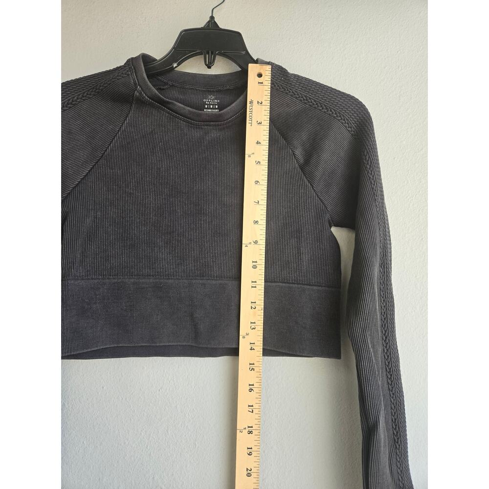 OFFLINE by Aerie Ribbed Seamless Long Sleeve Cropped Athletic Top Black M - Picture 9 of 10